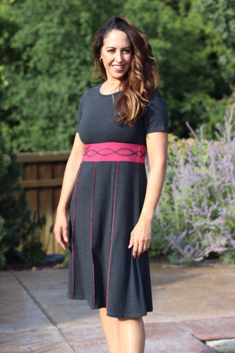 DNA Empire Dress - Charcoal/Rose