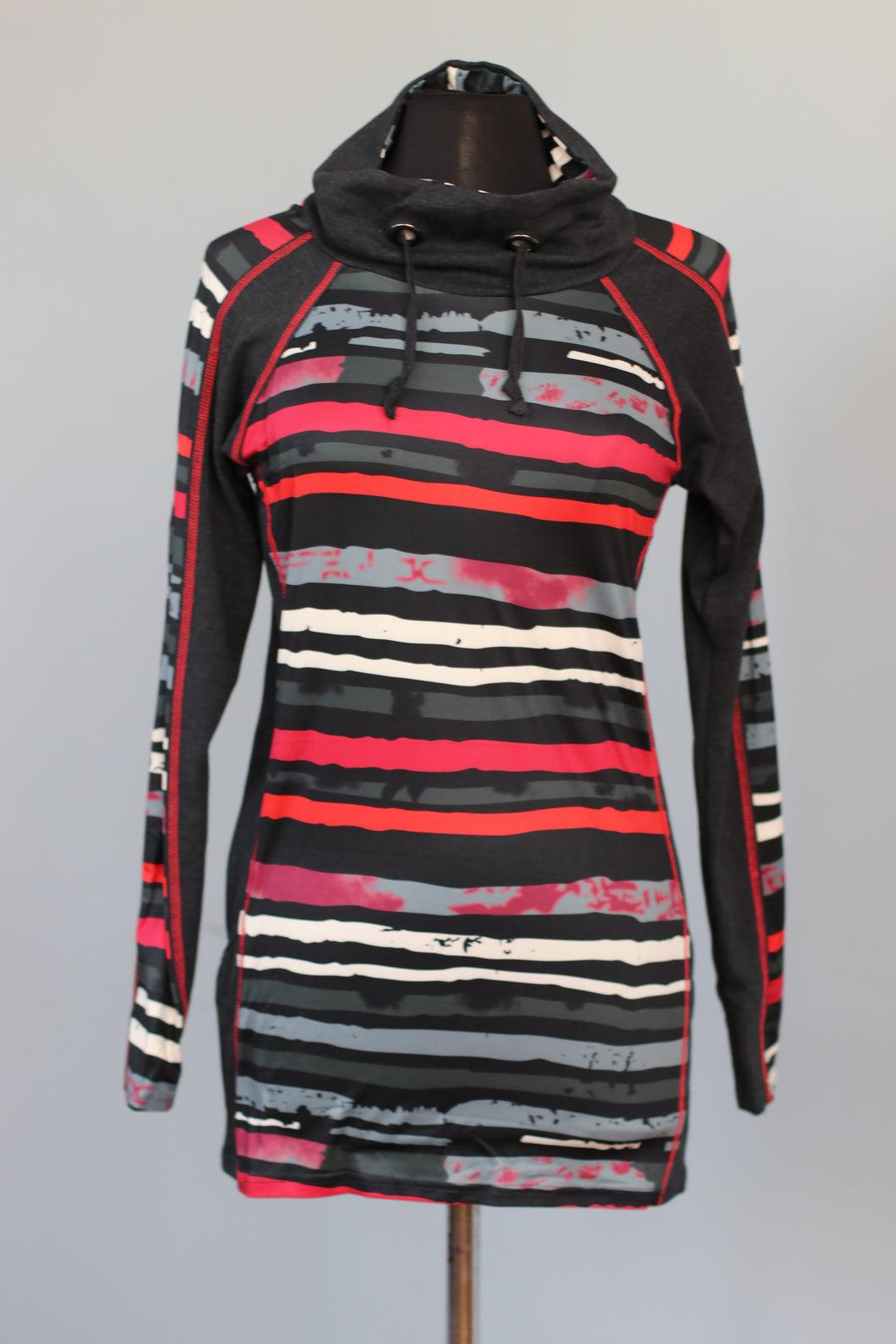 Piper Pocket Funnel Neck Tunic - Red Stripe