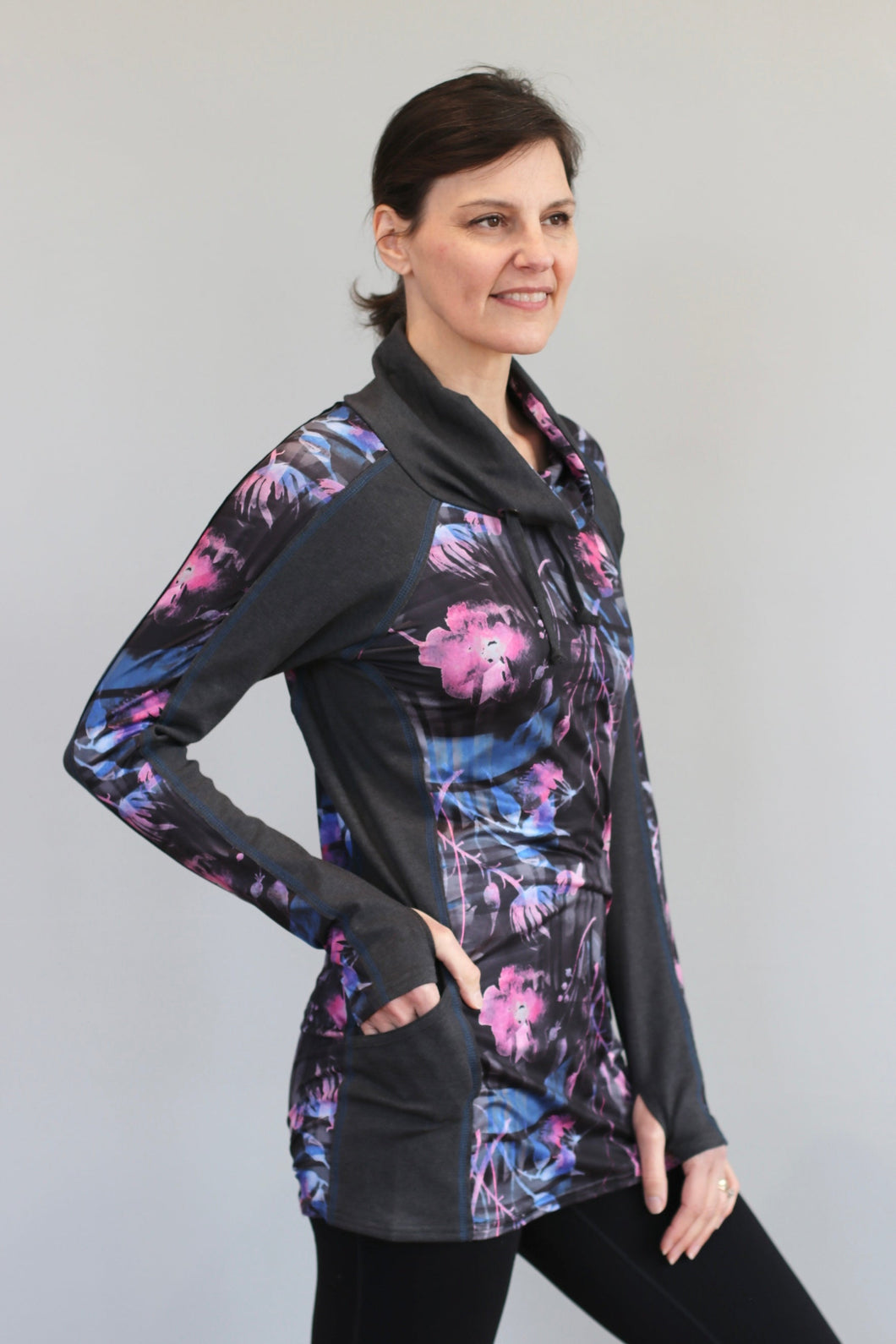Piper Pocket Funnel Neck - Floral Reflection