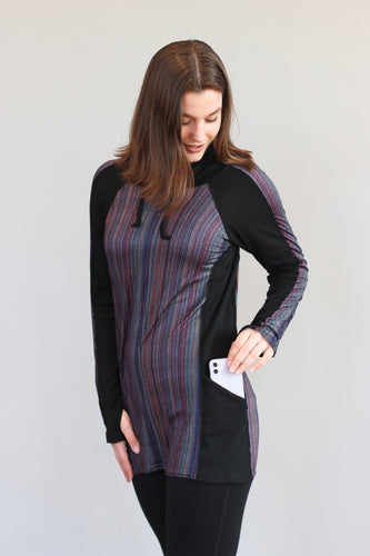 Piper Pocket Funnel Neck - Sierra Stripe