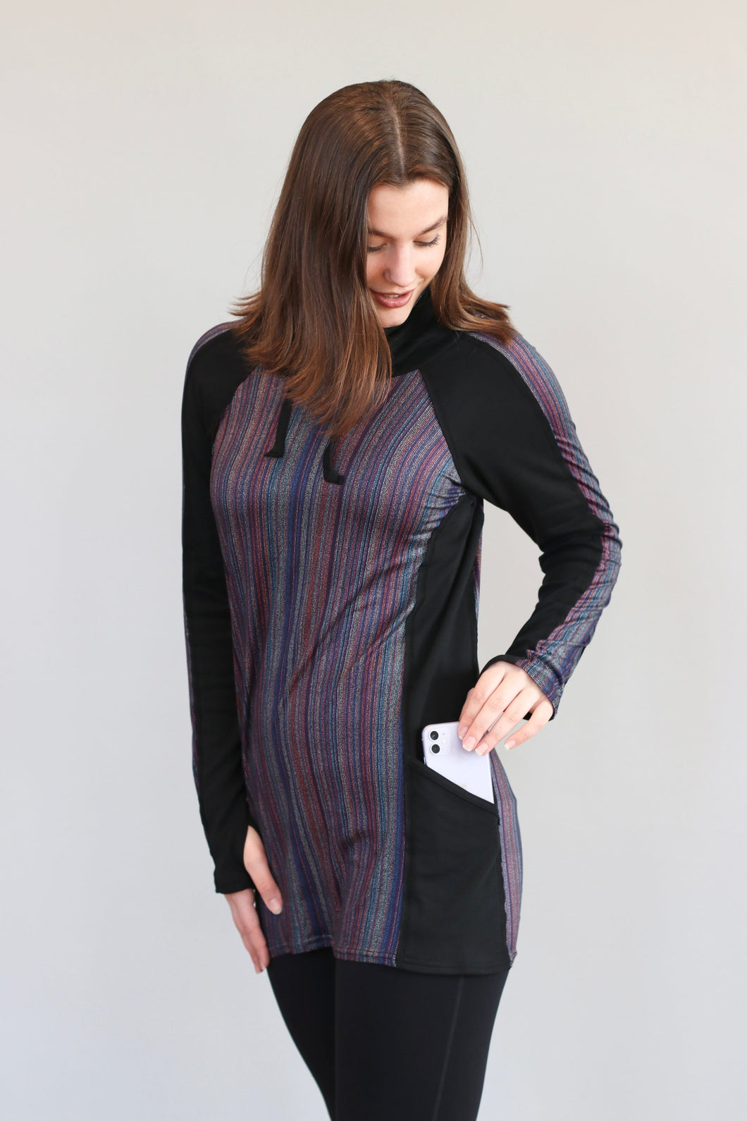 Piper Pocket Funnel Neck - Sierra Stripe