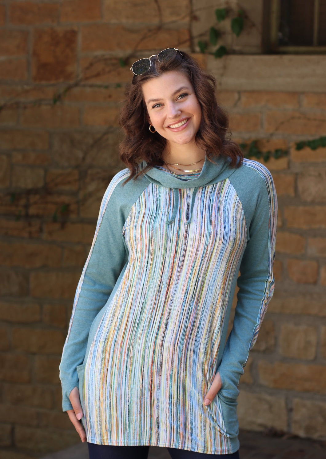 Piper Pocket Funnel Neck - Striations