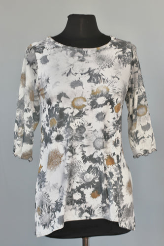 Juliet Tunic with Mesh Sleeves - Silver Daisy