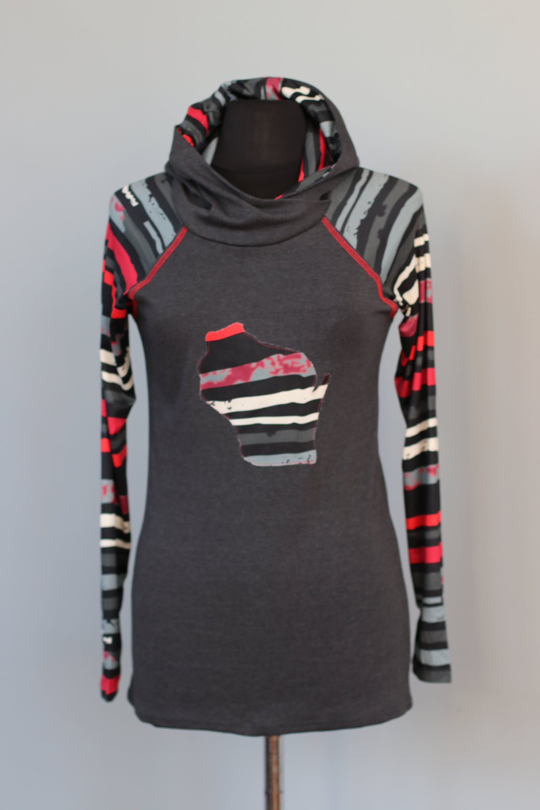 Wisconsin Yoga Hoodie - Red Stripe