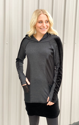 Very Velvet Happenin' Hoodie Dress - Black