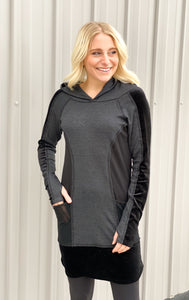 Very Velvet Happenin' Hoodie Dress - Black