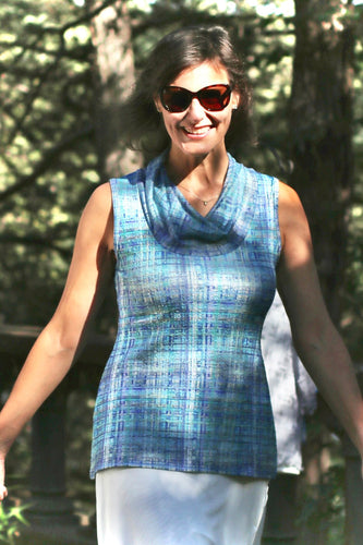 Year-Round Cowl Neck Tank - Springtime Plaid