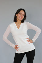 Load image into Gallery viewer, Pebble V-Neck Mesh Sleeve Top