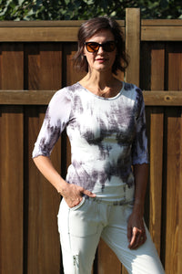 Juliet Top with Mesh Sleeves - Morning Mist