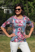 Load image into Gallery viewer, Juliet Top with Mesh Sleeves - English Rose