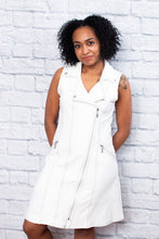 Load image into Gallery viewer, Denim Moto Dress - White