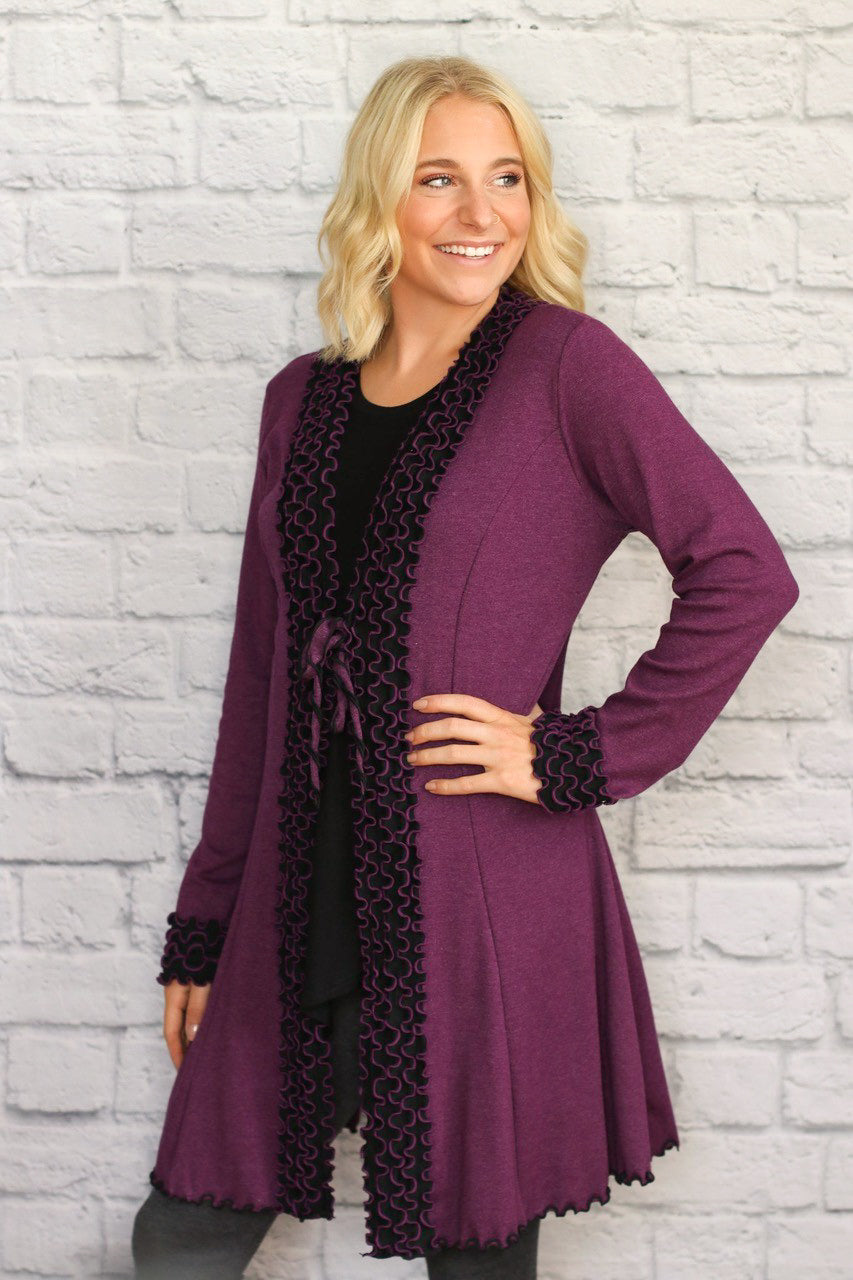 Ruffled hot sale cardigan sweater
