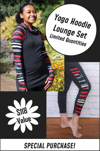 Yoga Hoodie Lounge Set - Red Stripe *Special Purchase*